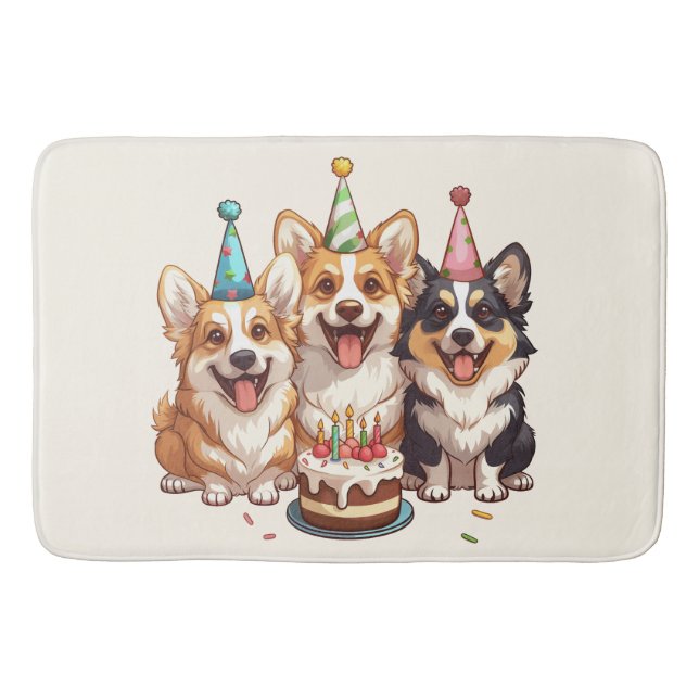 Tapis De Bain Chiens de Corgi d'anniversaire (Devant)