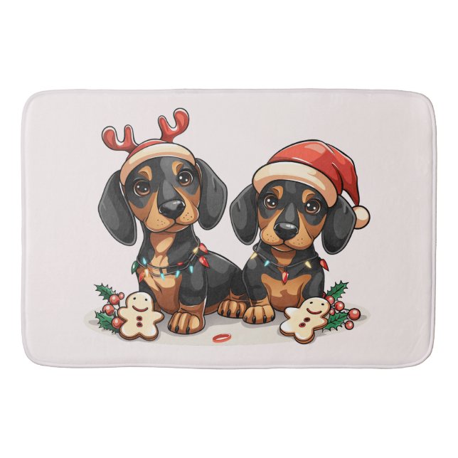 Tapis De Bain Chiens de Noël Dachshund (Devant)