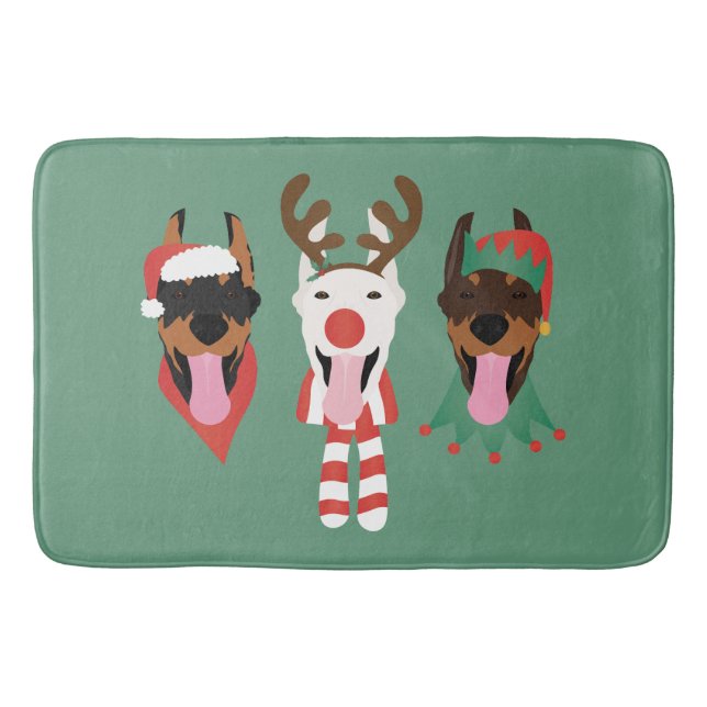 Tapis De Bain Chiens de Noël Dobermann (Devant)