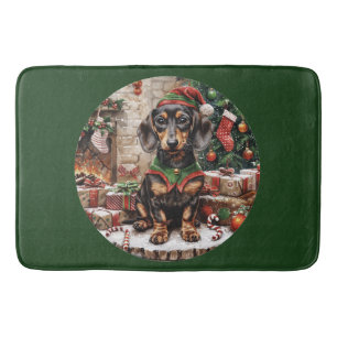 Tapis De Bain Chiens de Noël Elf Dachshund