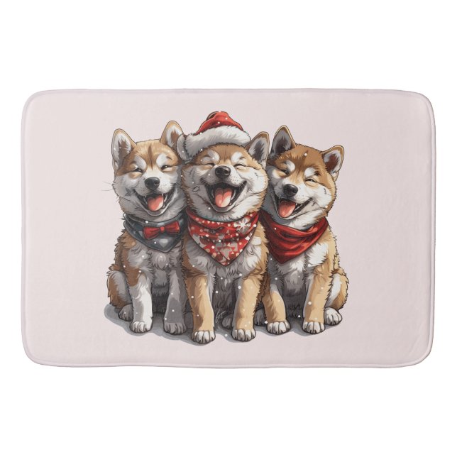 Tapis De Bain Chiens de Noël Shiba Inu Père Noël (Devant)