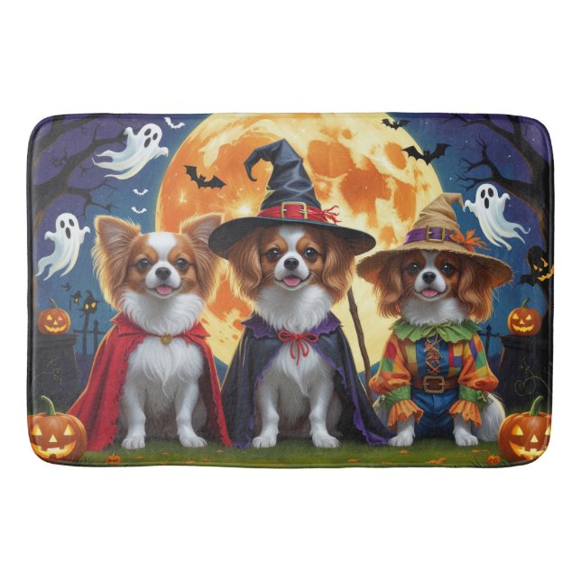 Tapis De Bain Chiens de Papillon Citrouille Halloween Funny (Devant)