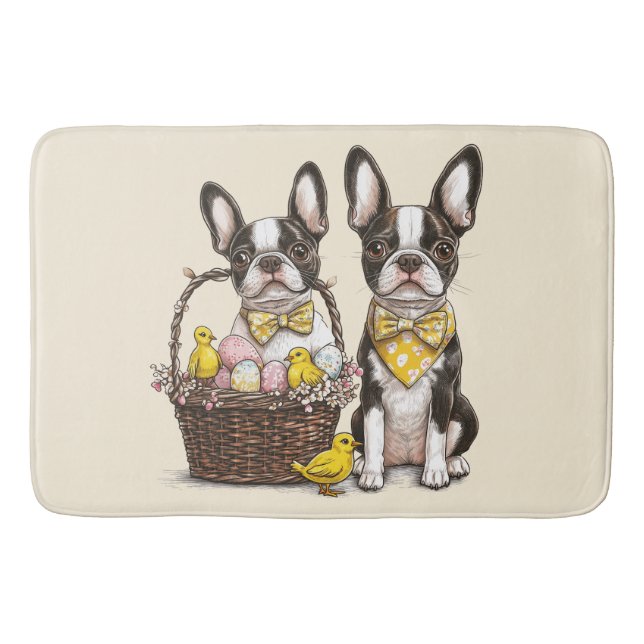 Tapis De Bain Chiens de Pâques Boston Terrier (Devant)