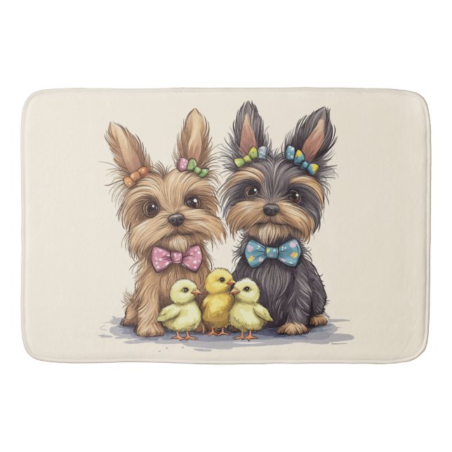Tapis De Bain Chiens de Pâques Yorkshire Terrier (Devant)