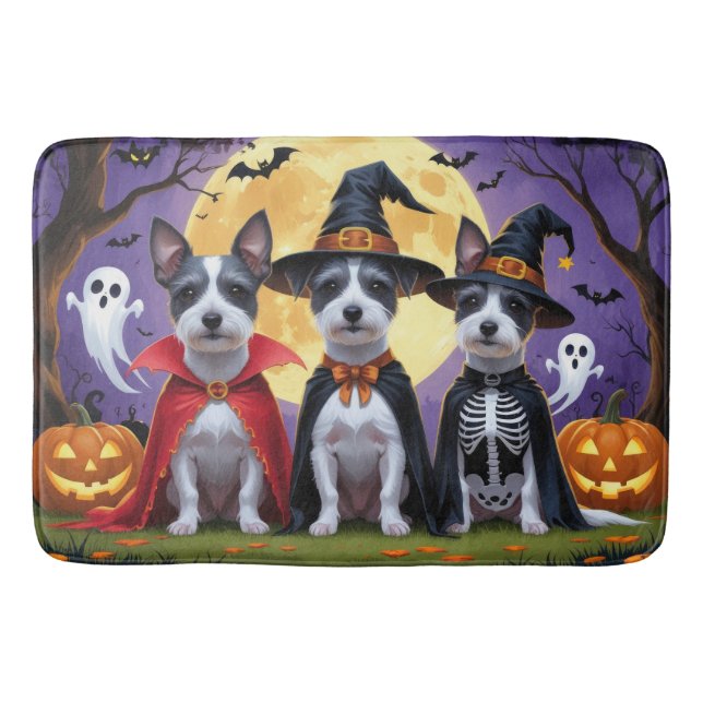 Tapis De Bain Chiens de Rat Terrier Citrouille Halloween Funny (Devant)