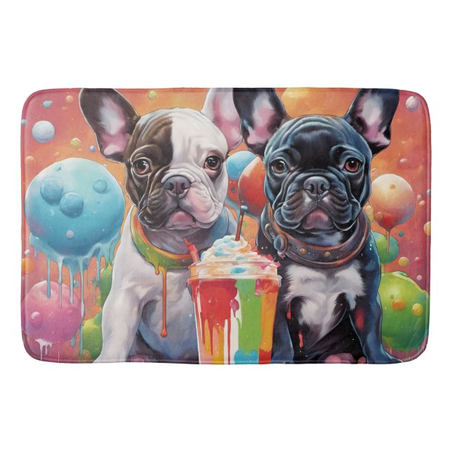 Tapis De Bain Chiens de taureau français, Milkshake (Devant)