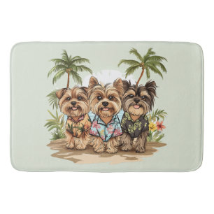 Tapis De Bain Chiens de Yorkshire Terrier Chemises hawaïennes