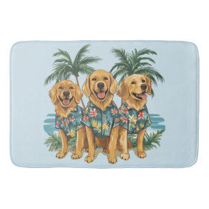 Tapis De Bain Chiens d'or retriever portant une chemise hawaïenn