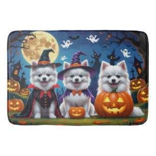 Tapis De Bain Chiens Esquimaux Américains Citrouille Halloween D