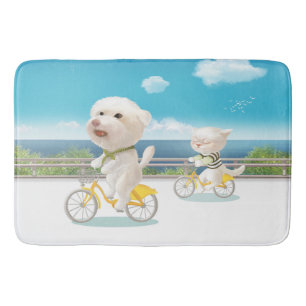 Tapis De Bain Chiens et chats Vélo en mer