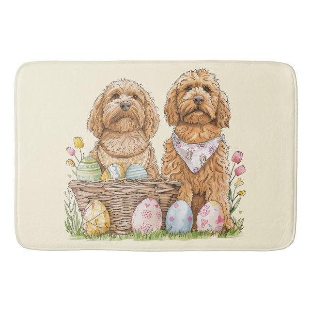 Tapis De Bain Chiens Goldendoodle de Pâques (Devant)