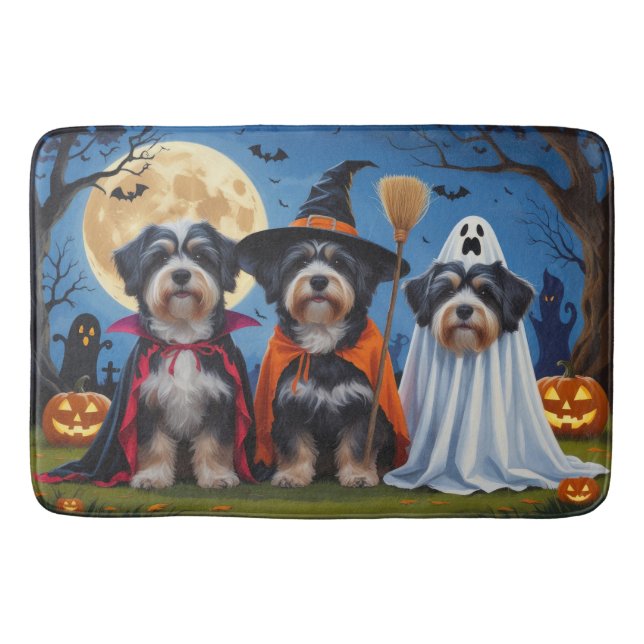 Tapis De Bain Chiens Havanais Citrouille Halloween drôle (Devant)