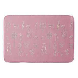 Tapis De Bain Chiens Lady Toile de Jouy Couleur rose