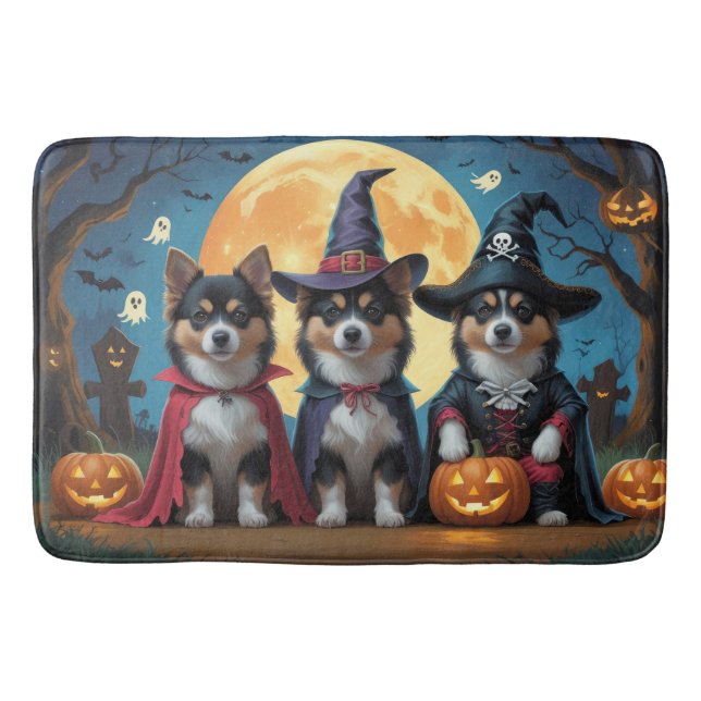 Tapis De Bain Chiens lapons finlandais Citrouille Halloween drôl (Devant)