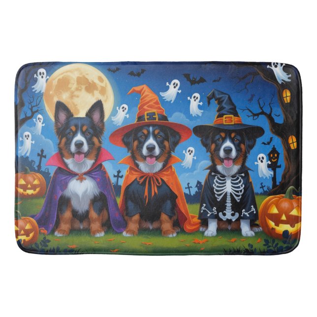Tapis De Bain Chiens Malinois belges Citrouille Halloween Funny (Devant)