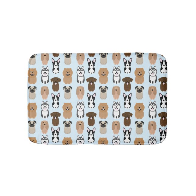 Tapis De Bain Chiens mignons, Carlin, Boston, Lab, Chow, Husky,  (Devant)