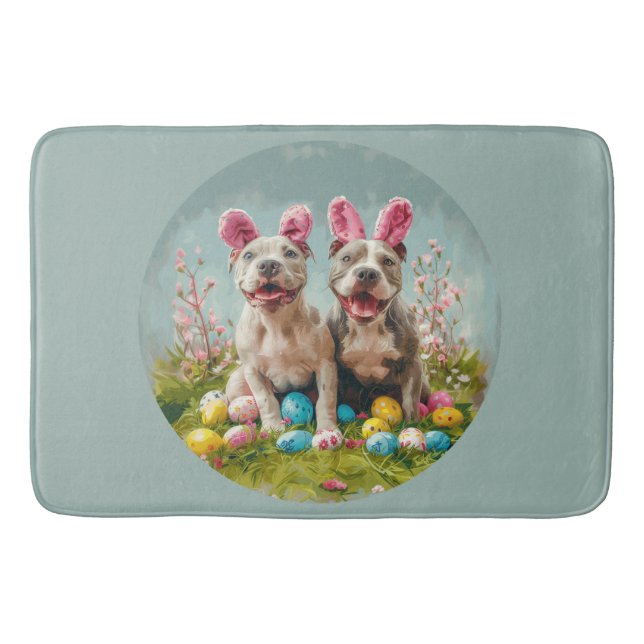 Tapis De Bain Chiens Pit Bull de Pâques (Devant)