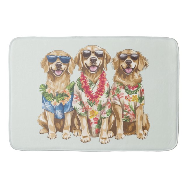 Tapis De Bain Chiens Retriever Doré Hawaïen Fleur Lei (Devant)