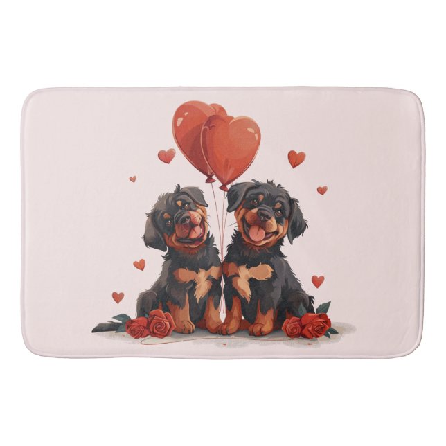 Tapis De Bain Chiens Rottweiler de la Saint-Valentin (Devant)
