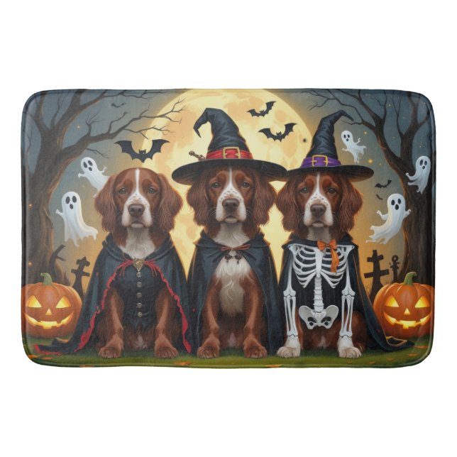 Tapis De Bain Chiens rouges irlandais Citrouille Halloween Funny (Devant)