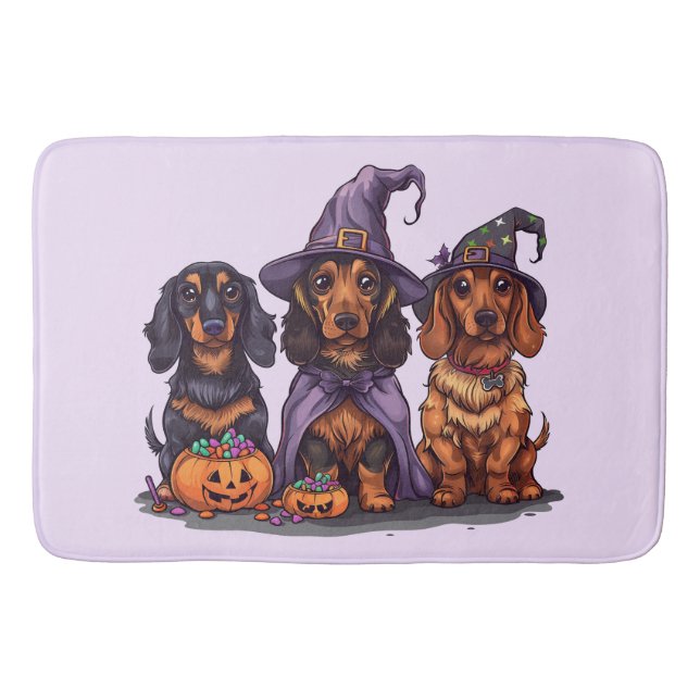 Tapis De Bain Chiens sorciers Halloween Dachshund (Devant)