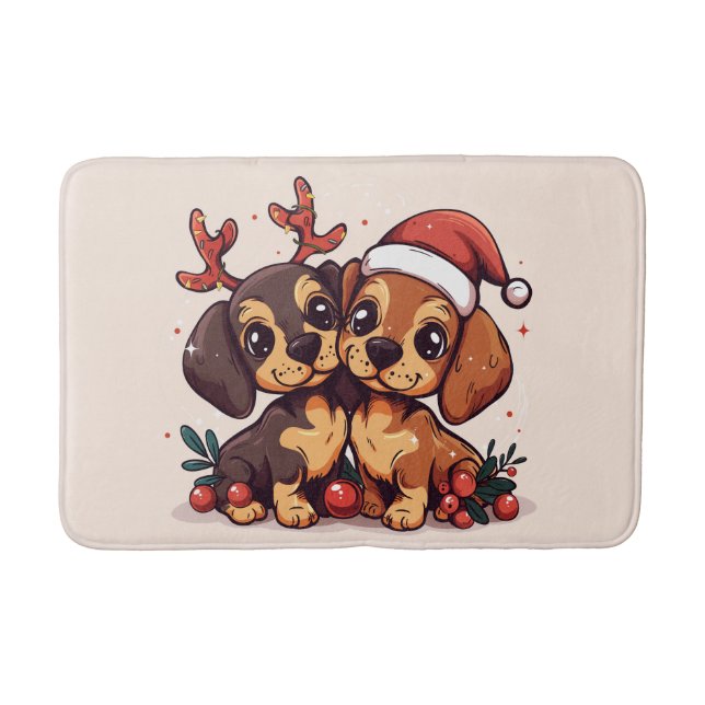 Tapis De Bain Chiens teckel de Noël (Devant)