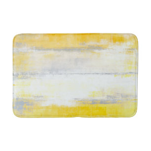 Tapis De Bain "Chiffres" gris et art abstrait jaune