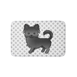Tapis De Bain Chihuahua à manteau long noir Chien de dessin anim