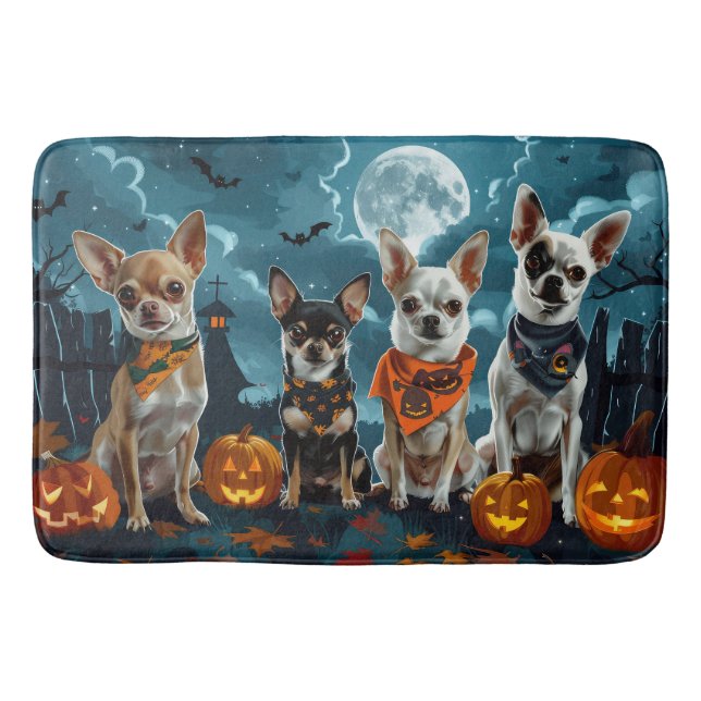Tapis De Bain Chihuahua Halloween Éffrayant (Devant)