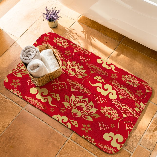 Tapis De Bain Chinois Lotus Floral Oriental Asiatique Motif joli (Créateur téléchargé)