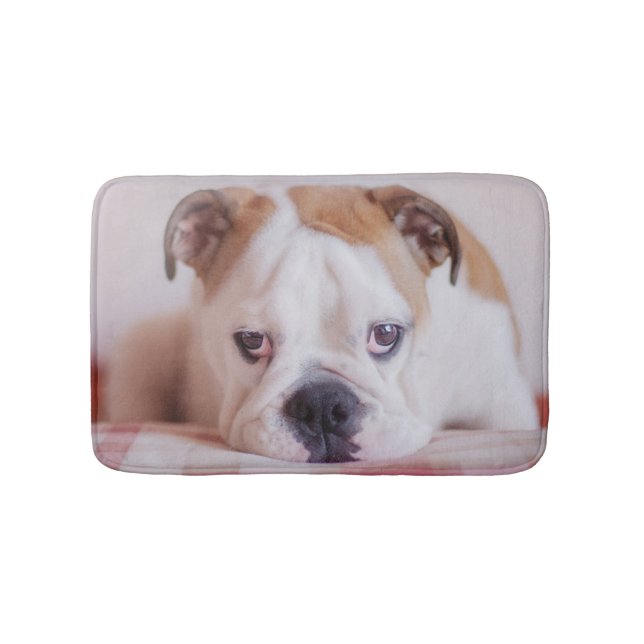 Tapis De Bain Chiot anglais timide de bouledogue (Devant)