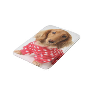 Tapis De Bain Chiot de teckel utilisant l'équipement de