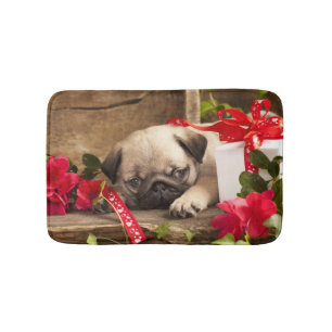 Tapis De Bain Chiot et boîte-cadeau de carlin