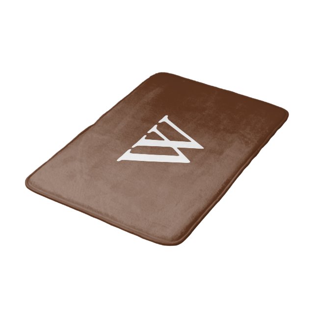 Tapis De Bain Chocolat monogramme Mat Brown (Angle)
