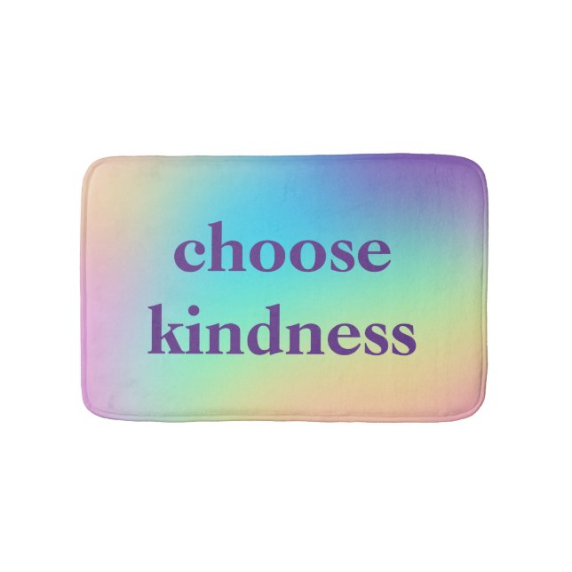 Tapis De Bain "Choose Kindness" Pastel Rainbow dégradent (Devant)