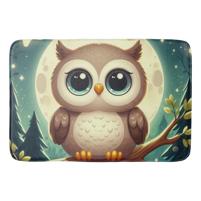 Tapis De Bain Chouette bébé la nuit avec lune (Devant)