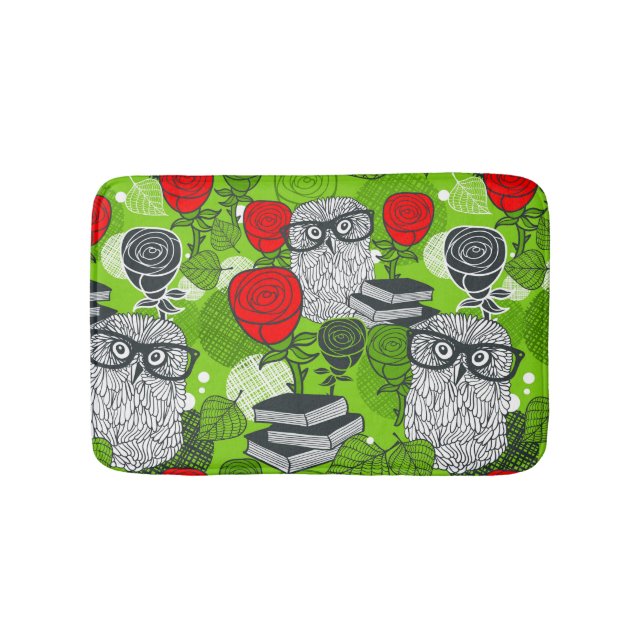 Tapis De Bain Chouette en roses rouges (Devant)