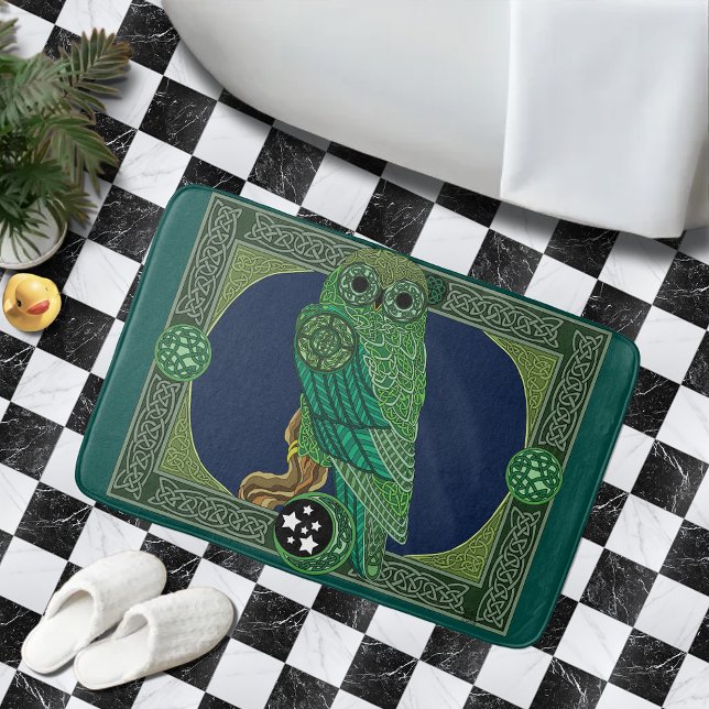 Tapis De Bain Chouette verte celtique (Créateur téléchargé)