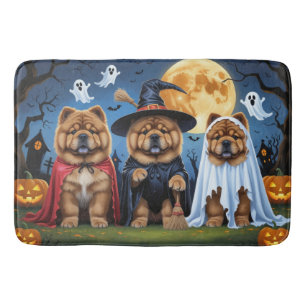 Tapis De Bain Chow Chow Chien Citrouille Halloween drôle