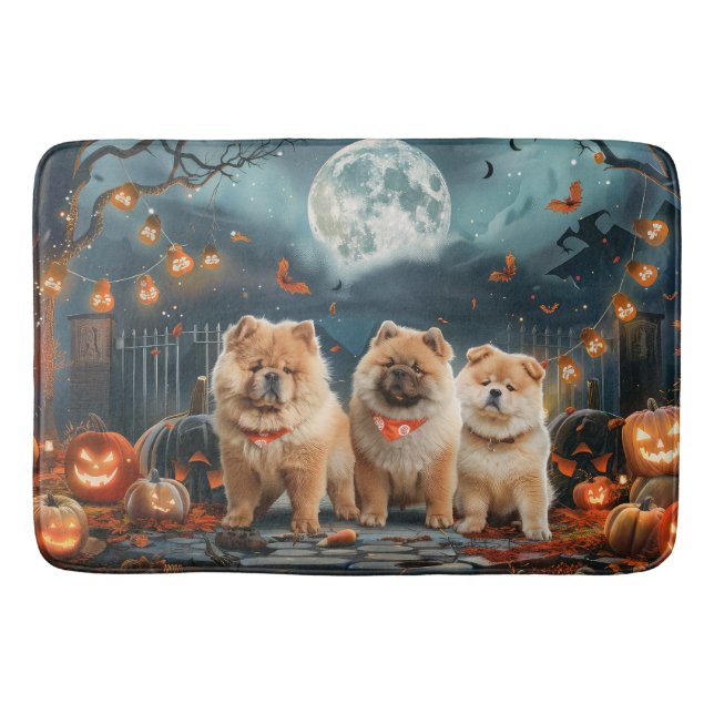 Tapis De Bain Chow Chow Halloween Éffrayant (Devant)