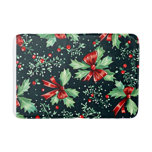 Tapis De Bain Christmas Holly Berry Motif (Devant)
