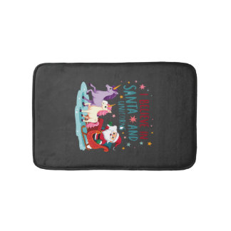 Tapis De Bain Christmas I Believe In Santa And Unicorns Funny Xm