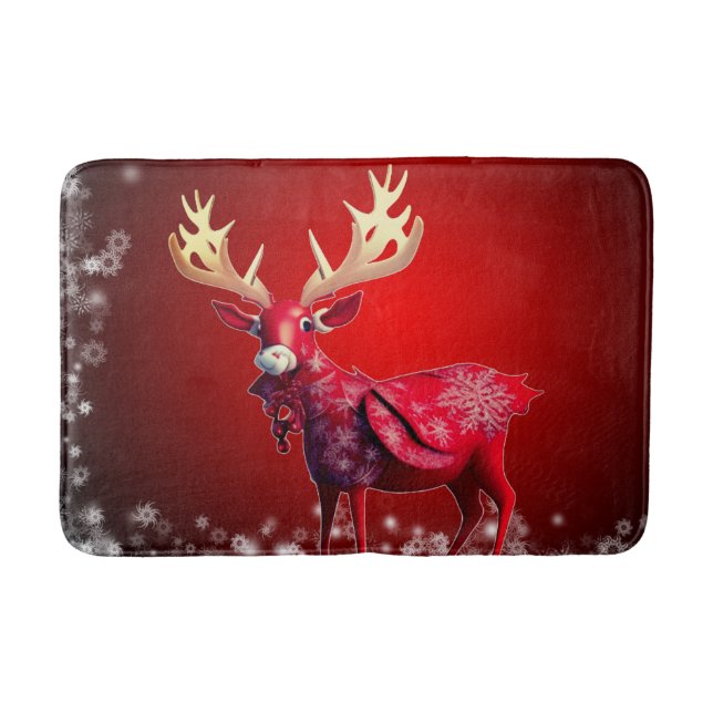 Tapis De Bain Christmas Party Red Reindeer Winter Holidays (Devant)