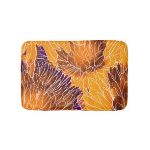 Tapis De Bain Chrysanthème japonais : Aquarelle incolore