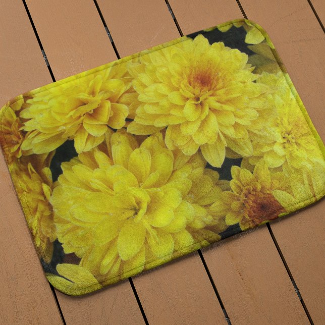 Tapis De Bain Chrysanthèmes jaune vif Floral (In Situ)