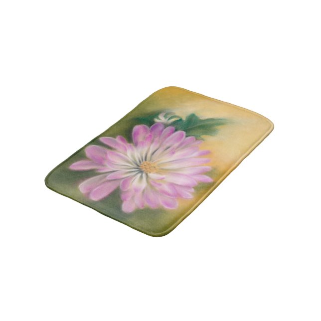 Tapis De Bain Chrysanthemum Pink and Cream Pastel Floral (Angle)