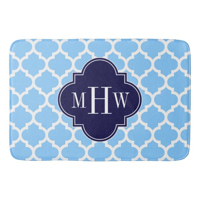 Tapis De Bain Ciel bleu marocain #5 Marine bleu 3 Monogramme ini (Devant)