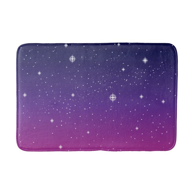 Tapis De Bain Ciel nocturne étoilé violet foncé (Devant)