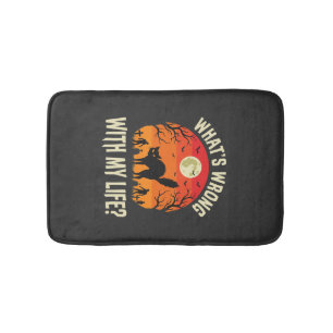 Tapis De Bain Cimetière de Chat Noir Halloween Horreur Graphique