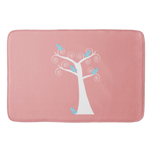 Tapis De Bain Cinq oiseaux bleus dans un arbre (Devant)